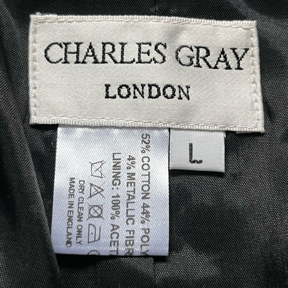 NWT CHARLES GRAY LONDON Black Gray Metallic Front Zip Bomber Jacket L - Picture 12 of 16